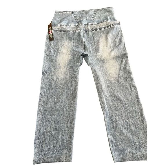 Just One Leggings 2XL/ NWT Jean Print Side Slits - Picture 3 of 6